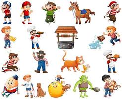 Set of different nursery rhyme character isolated on white background vector