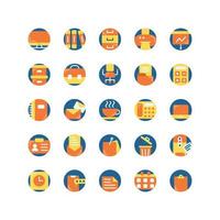 Work Office flat icon set. Vector and Illustration.