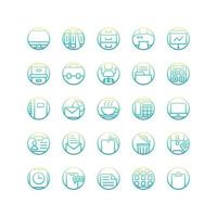 Work Office gradient icon set. Vector and Illustration.