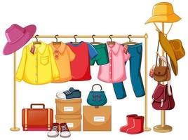 Isolated clothes on the rack display vector