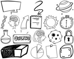 Set of item and symbol hand drawn doodle vector