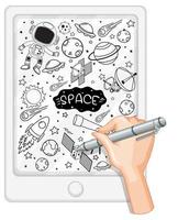 Hand drawing space element in doodle or sketch style on tablet vector