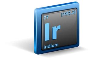 Iridium chemical element. Chemical symbol with atomic number and atomic mass. vector