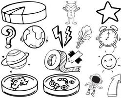 conjunto de elementos y símbolos doodle dibujado a mano vector