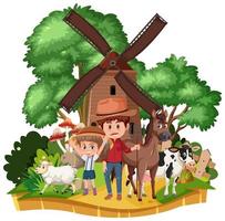 Countryside windmill house isolated vector