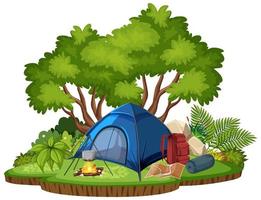 Isolated camping scene on white background vector