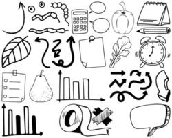 Set of item and symbol hand drawn doodle vector