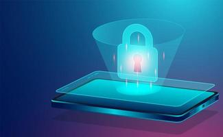 Data security concept banner with smartphone vector