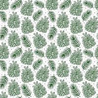 Cone with spruce branch pine tree element seamless pattern background texture. Christmas forest plant. vector