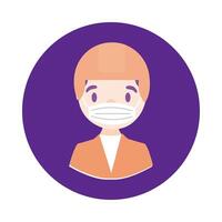 delivery worker using face mask block style vector