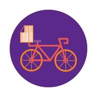 box in bicycle delivery service block style vector