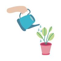 sprinkler with houseplant flat style icon vector