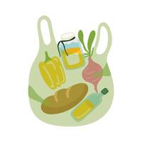 groceries in plastic bag free form style vector