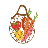 groceries in net bag free form style vector