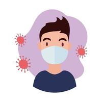 young man wearing medical mask block style vector