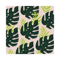 leafy plants tropical pattern background vector