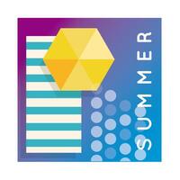 summer colorful banner with lettering and umbrella vector