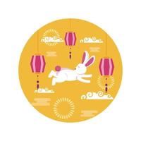 Rabbit of mid autumn festival vector design