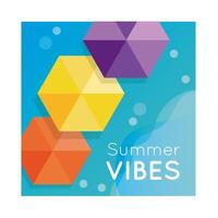 summer vibes colorful banner with umbrellas vector