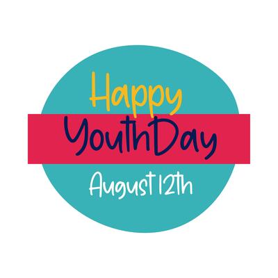 happy youth day lettering in circular frame flat style