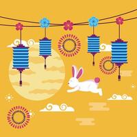 Rabbit of mid autumn festival vector design