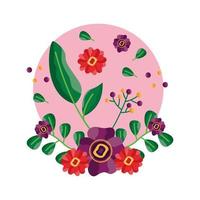 Isolated flowers round design vector