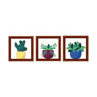 Isolated plants inside pots vector design