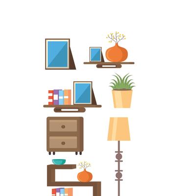 Living room objects vector design