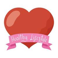 heart love with ribbon healthy lifestyle vector