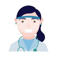 female doctor with stethoscope and glass protection flat style vector