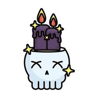 skull head with candles and stars magic sorcery vector