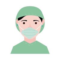 surgeon with face mask character flat style icon vector