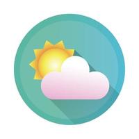 cloud with sun detailed style icon vector