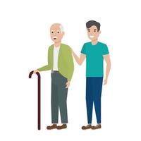 Grandfather and man cartoon vector design