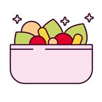 bowl with salad vegetables detailed style icon vector