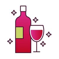 wine bottle and cup drink detailed style icon vector