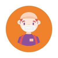 delivery worker using face mask block style vector