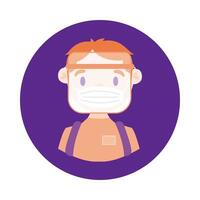 delivery worker using face mask block style vector
