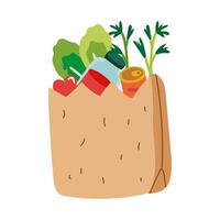 groceries in paper bag free form style vector