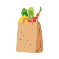 groceries in paper bag free form style vector