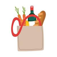 groceries in bag free form style vector