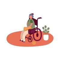 elderly man in wheelchair at home activity free form style vector