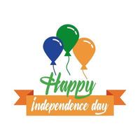 india independence day celebration with balloons helium flat style vector