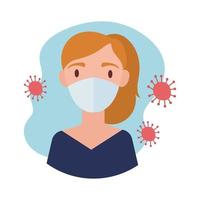 woman wearing medical mask block style vector