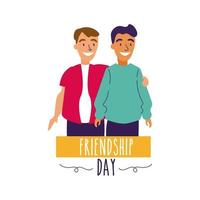 feliz celebración del día de la amistad con hombres pareja estilo de dibujo a mano pastel vector