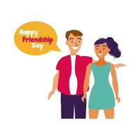 happy friendship day celebration with couple pastel hand draw style vector