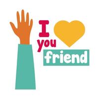 happy friendship day celebration with hands up pastel hand draw style vector