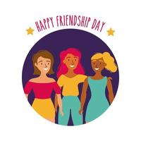 happy friendship day celebration with girls pastel hand draw style vector