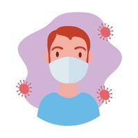 young man wearing medical mask block style vector