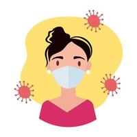 woman wearing medical mask block style vector